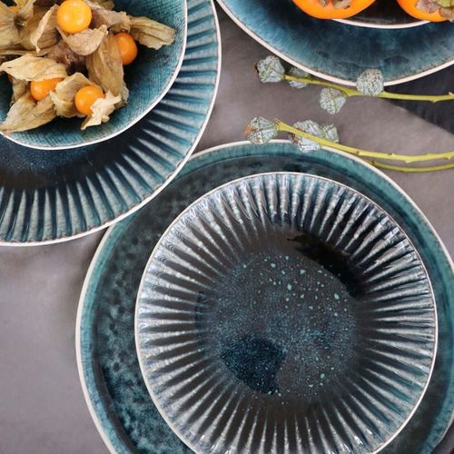 Assiette En Grès Bleu D27 - Lot De 2