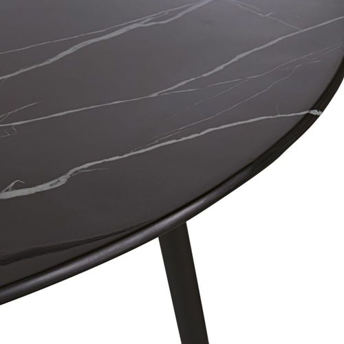 Table À Manger Effet Marbre Noir Et Métal Coloris Laiton Et Noir 5/6 Personnes D120