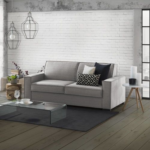 Canapé Lit 3 Places En Tissu Gris 220x95 Cm
