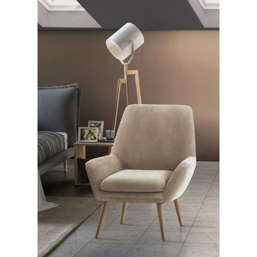 Fauteuil En Tissu Beige 80x70 Cm