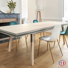 Table Repas Rectangulaire 160x100 Cm 2 Rallonges, 100% Frêne Massif