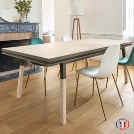 Table Repas Rectangulaire 120x80 Cm 1 Rallonge, 100% Frêne Massif