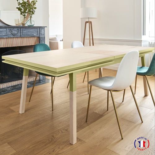 Table Repas Rectangulaire 120x80 Cm 1 Rallonge, 100% Frêne Massif