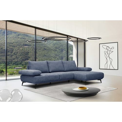 Canapé D'angle 4 Places Tissu Bleu Foncé