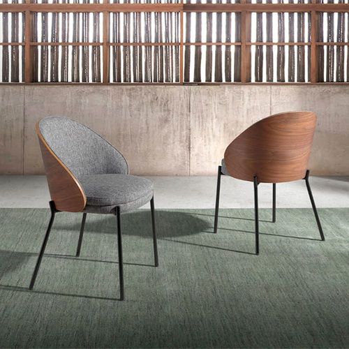 Chaise En Tissu Gris Et Effet Bois Noyer
