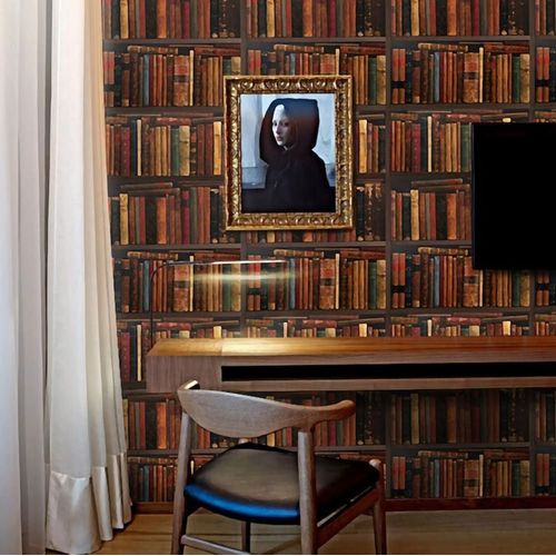 Papier Peint Bibliothèque,papier fin,200x280cm,8 feuilles