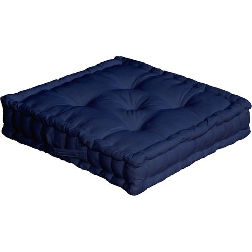 Coussin De Sol Uni En Coton Bleu Marine 50x50cm