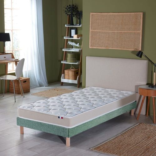 Ensemble matelas accueil latex 3 zones sommier vert 90x190
