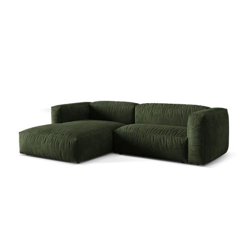 Canapé D'angle Gauche Modulaire 2 Places En Velours Vert