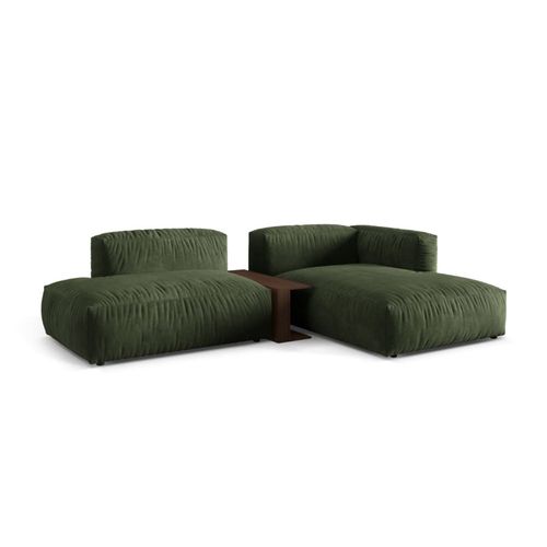 Canapé D'angle Droit Modulaire 2 Places En Velours Vert