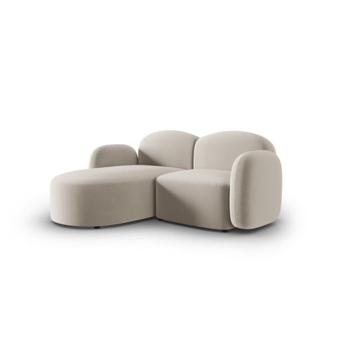 Canapé D'angle Gauche 3 Places En Velours Beige