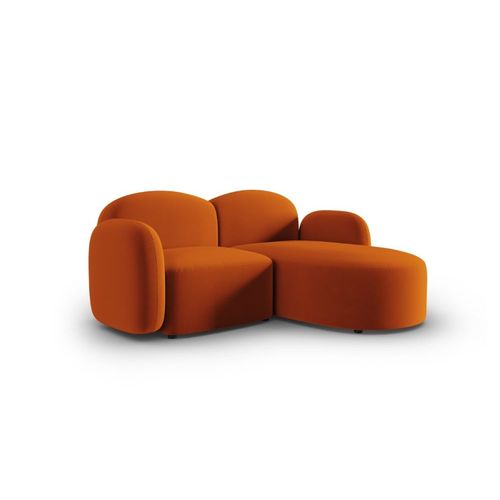 Canapé D'angle Droit 3 Places En Velours Terracotta