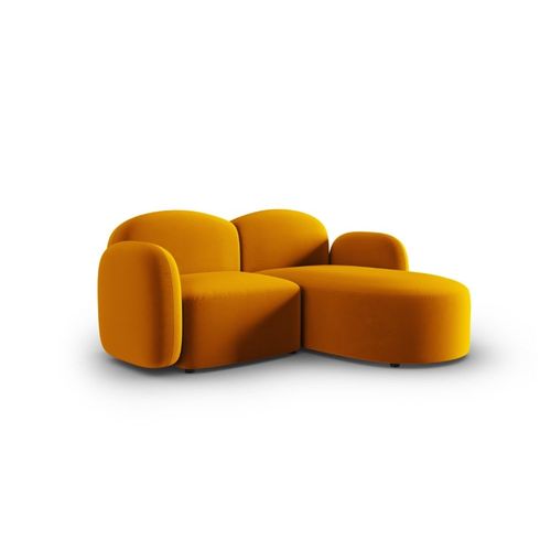 Canapé D'angle Droit 3 Places En Velours Jaune