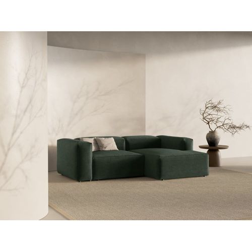 Canapé D'angle Droit 2 Places Tissu Structurel Vert Mousse