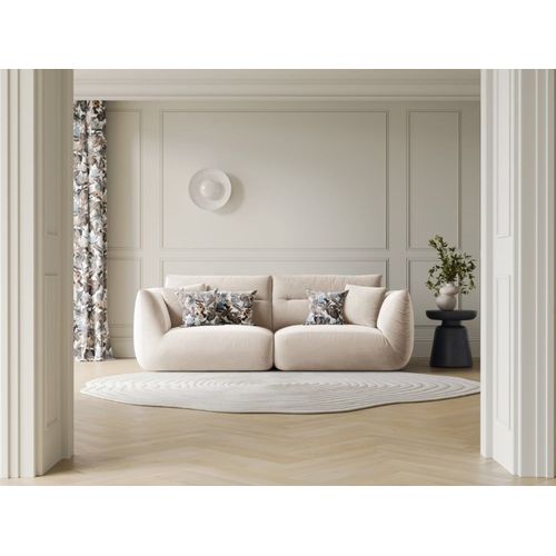 Canapé Modulable 3 Places En Velours Ivoire