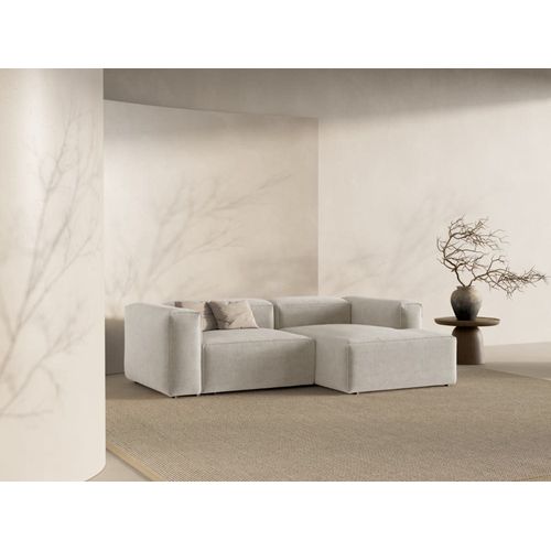 Canapé D'angle Droit 2 Places Tissu Structurel Beige