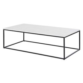 Table Basse En Marbre Blanc Et Métal Noir L110