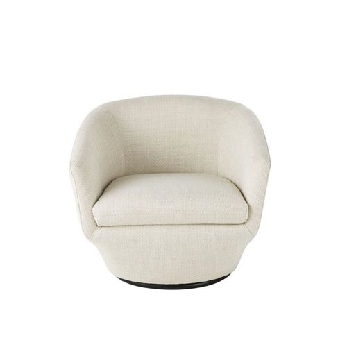 Fauteuil Pivotant Blanc Chiné Et Pin