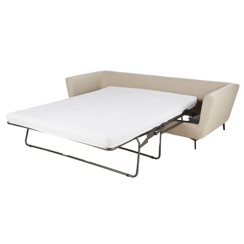Canapé Convertible 3 Places Bouclettes Beige, Matelas 10 Cm