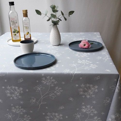 Nappe En Coton Enduit Grise Rectangle 160 X 300 Cm