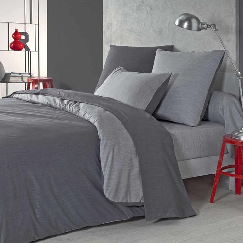 Taie D'oreiller Bicolore En Polyester Gris 63x63