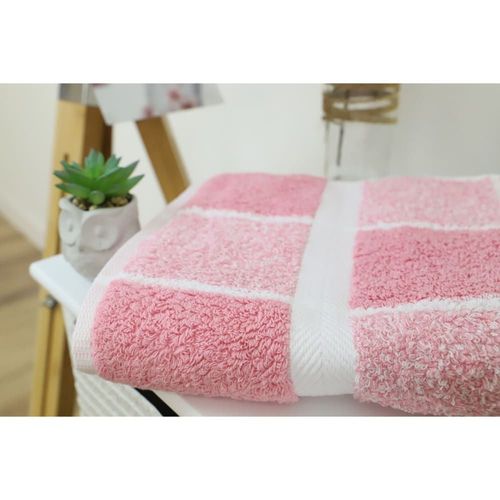 Serviette De Toilette Carreaux En Coton Rose 50x100 Cm
