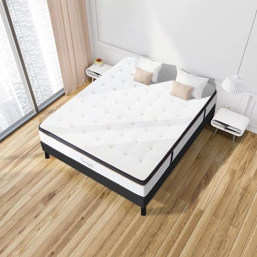 Ensemble matelas à mémoire de forme et sommier en kit noir 180x200