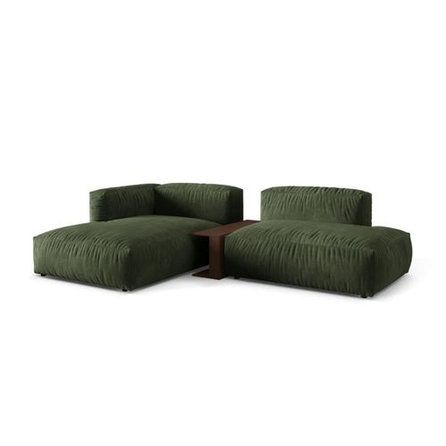 Canapé D'angle Gauche Modulaire 2 Places En Velours Vert