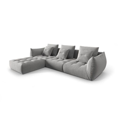 Canapé D'angle Gauche Modulaire 2 Places En Velours Gris