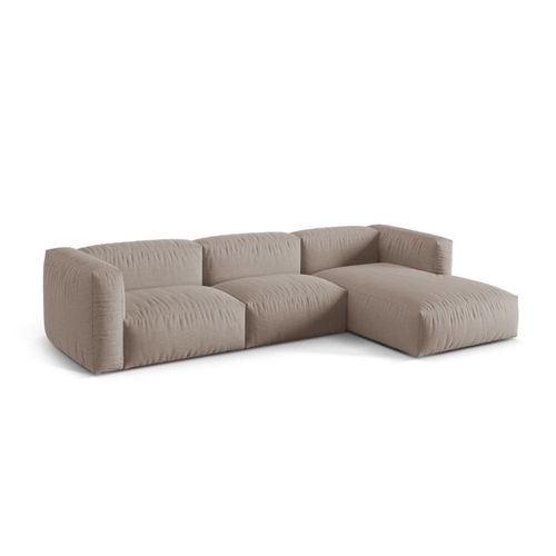 Canapé D'angle Droit Modulaire 3 Places Tissu Structurel Beige Foncé