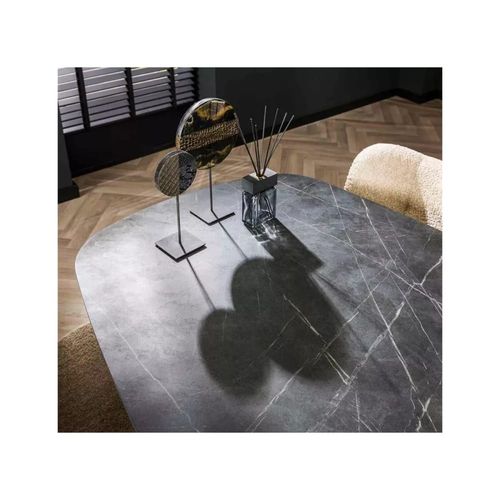 Table De Repas Ovale Effet Marbre Noir