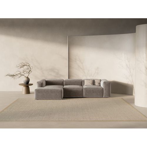 Canapé D'angle Gauche 3 Places Tissu Structurel Cappuccino