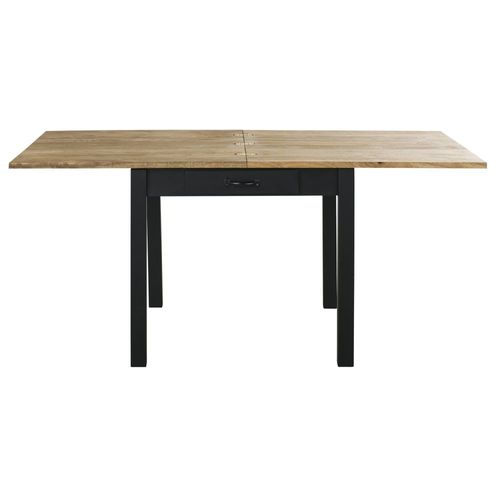 Table À Manger Pliante En Bois De Manguier Massif Et Métal Noir 6/8 Personnes L90/180