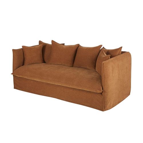 Canapé 3/4 Places En Tissu Chenille Coloris Bronze