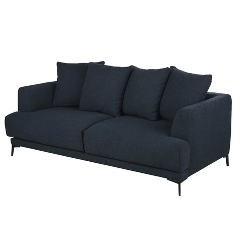 Canapé Convertible 3 Places Bouclettes Bleu Nuit, Matelas 12 Cm