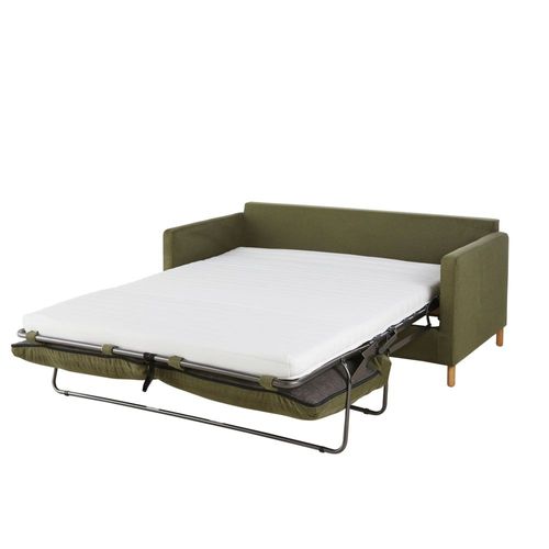 Canapé Convertible 3/4 Places Vert Kaki, Matelas 10 Cm