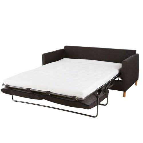 Canapé Convertible 3/4 Places En Textile Tramé Gris Anthracite, Matelas 10 Cm