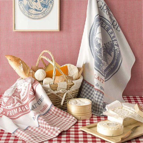 Torchon En Jacquard De Coton Rouge 50x75