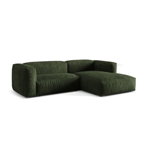 Canapé D'angle Droit Modulaire 2 Places En Velours Vert