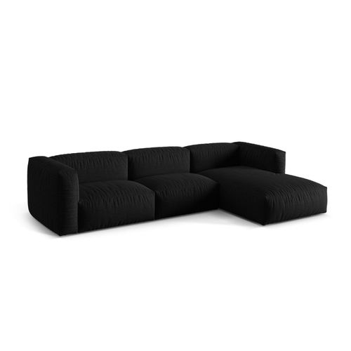 Canapé D'angle Droit Modulaire 3 Places En Tissu Structurel Noir