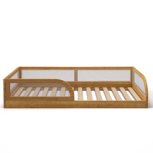 Lit Enfant Montessori Bois Massif Noisette 90x190 Cm