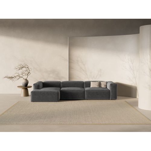 Canapé D'angle Gauche 4 Places Tissu Structurel Graphite