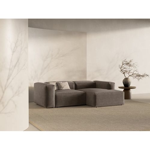 Canapé D'angle Droit 2 Places Tissu Structurel Cappuccino
