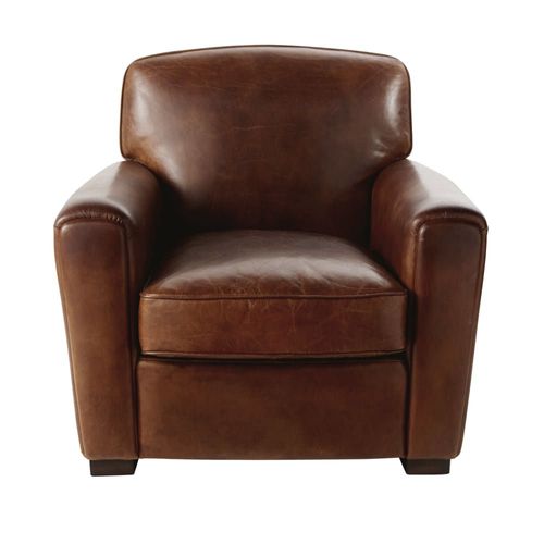 Fauteuil Club En Cuir Marron Effet Vieilli