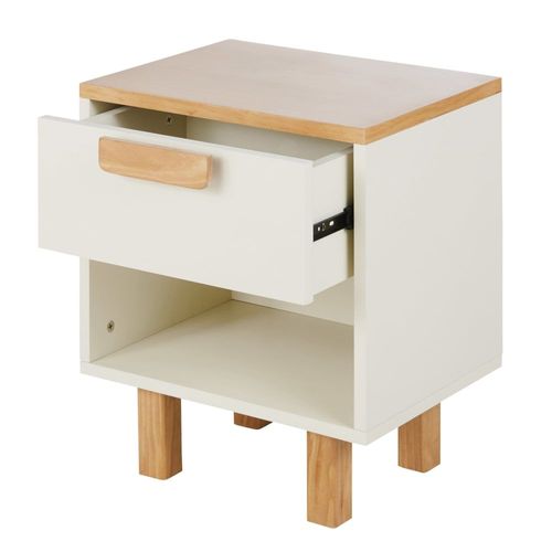 Table De Chevet 1 Niche 1 Tiroir Blanc Crème