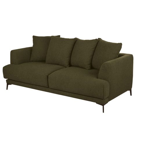 Canapé Convertible 3 Places Bouclettes Vert Kaki, Matelas 12 Cm