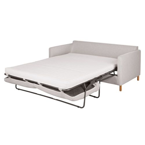 Canapé Convertible 3/4 Places En Textile Tramé Gris Clair Chiné, Matelas 10 Cm