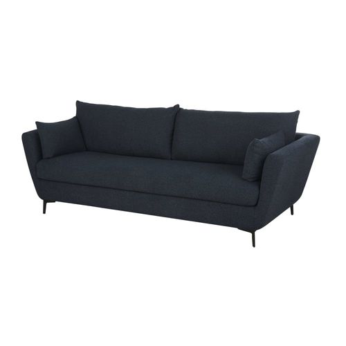 Canapé Convertible 3 Places Bouclettes Bleu Nuit, Matelas 10 Cm