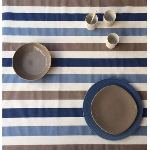 Nappe Coton Enduit Bleue Carrée 160 X 160 Cm