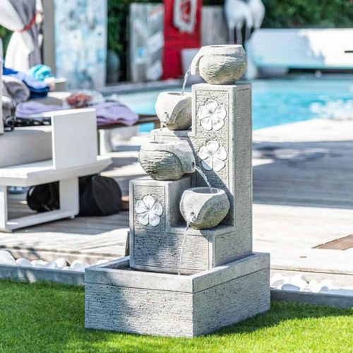 Fontaine 4 Coupes Grise H90 Cm